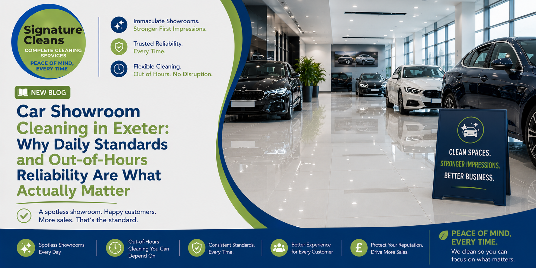 Car Showroom Cleaning in Exeter: Why Daily Standards and Out-of-Hours Reliability Are What Actually Matter