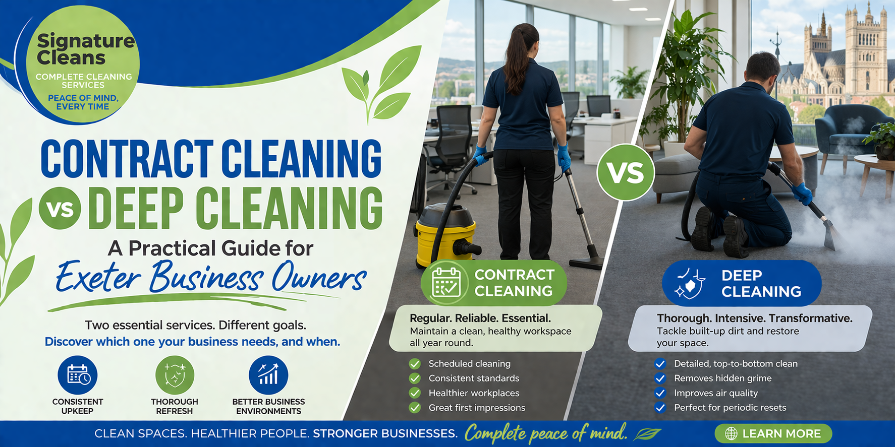 Contract Cleaning vs Deep Cleaning: A Practical Guide for Exeter Business Owners