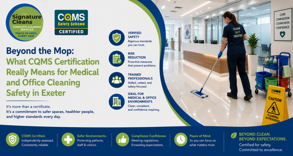 What CQMS Certification Really Means for Medical and Office Cleaning Safety in Exeter
