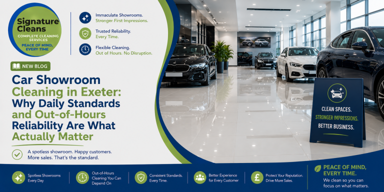 Car Showroom Cleaning in Exeter: Why Daily Standards and Out-of-Hours Reliability Are What Actually Matter