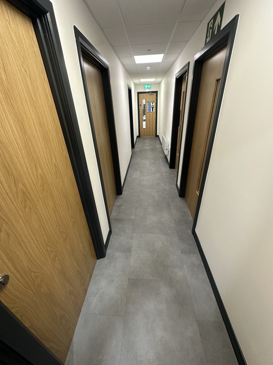 Office corridor professionally cleaned by Signature Cleans, Exeter & Devon